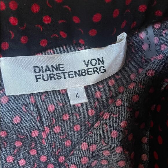 Diane von Furstenberg Black & Red Polka Dot Wide-leg Pants Size 4 - Picture 4 of 6